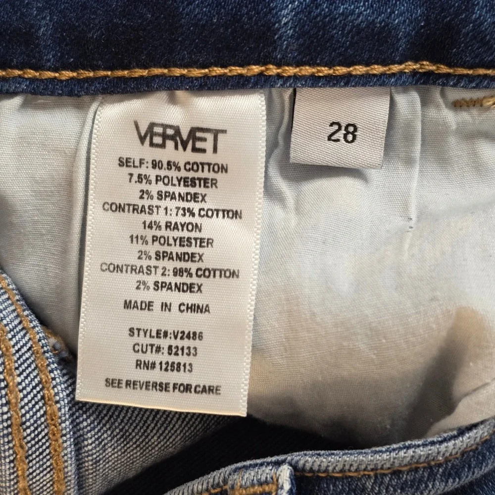 Vervet by Flying Monkey Colorblock Flare Jeans High Rise Panel Denim Sz 28 Boho - Picture 10 of 12